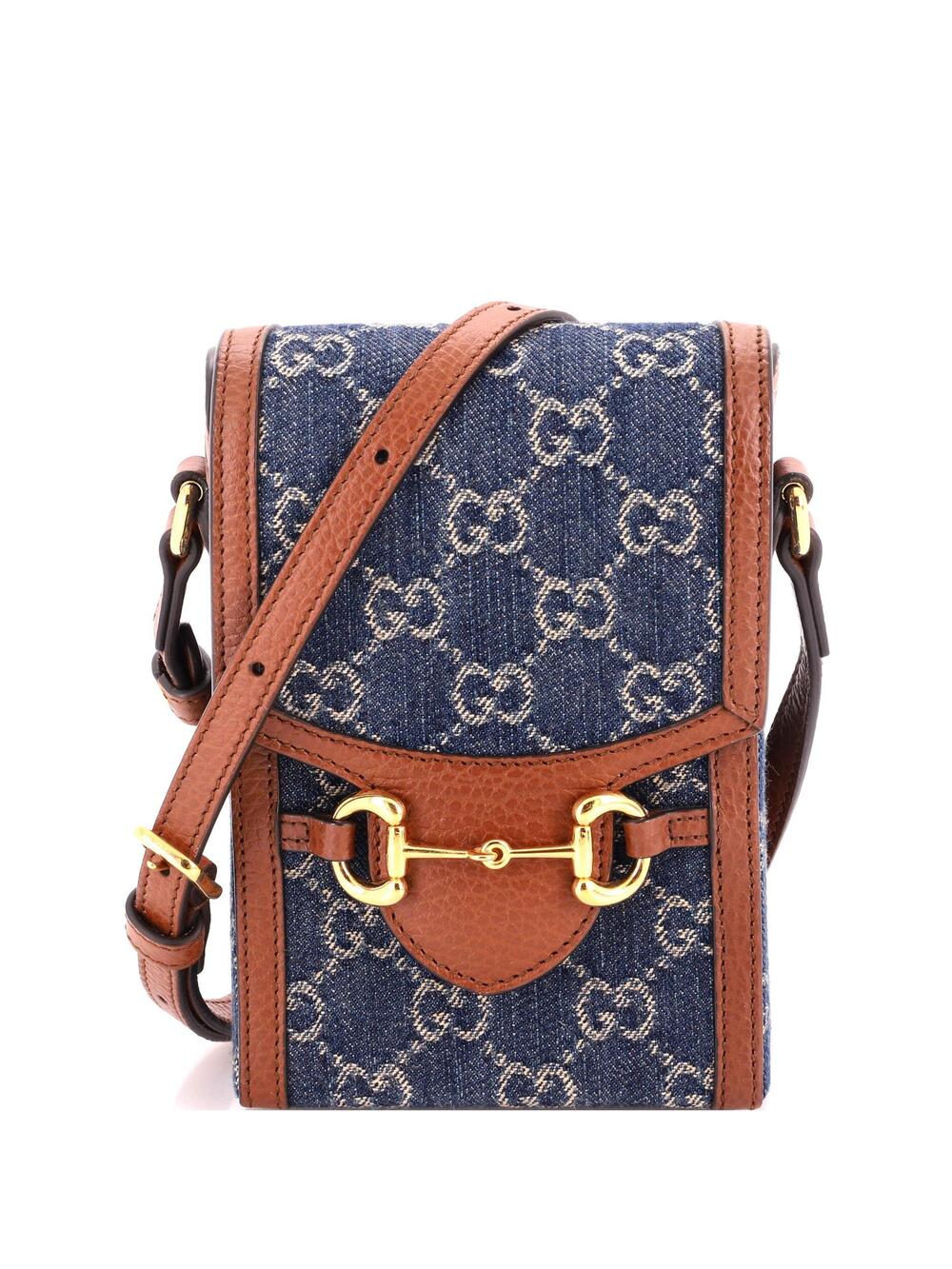 Gucci Horsebit Crossbody Bag Gg Denim #366277G10B